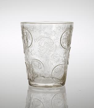 A Vera Lisková cut and engraved glass 'Zodiac Beaker', Kamenický Senov, circa 1947-48.