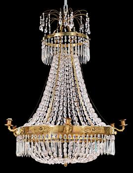 A Swedish Empire 1820/30's six-light chandelier.