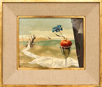 Rastislaw Racoff, still life with apple in glass.