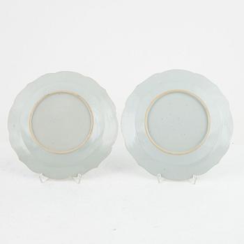 Tallrikar, 9 st, porslin, Kina, Qianlong 1736-95.