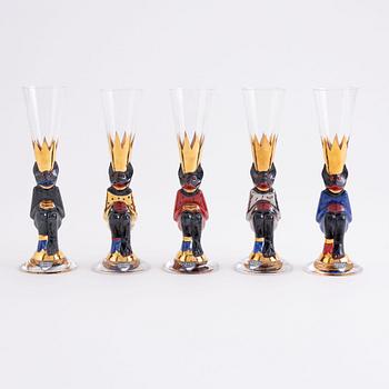 Gunnar Cyrén, snapsglas, 12 st, "Djävulsglas", "Nobel", Orrefors.