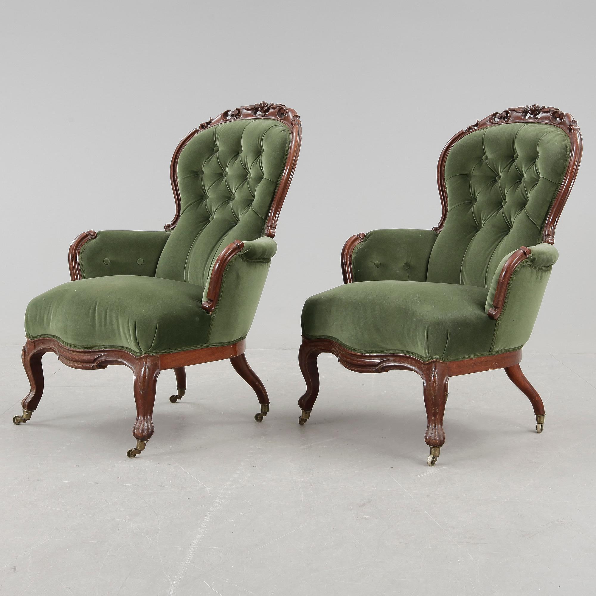 FÅTÖLJER, ett par, Nyrokoko, 1800-talets slut.