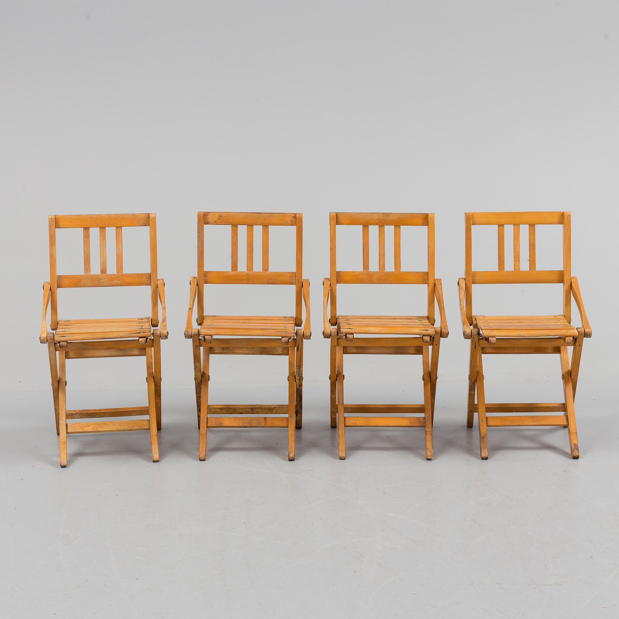 A set of four child chairs by Brevetti Reguitti, Italy, 1950s.