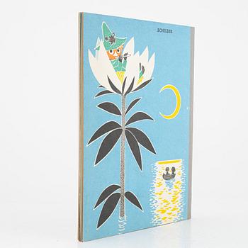 Tove Jansson, bok, "Vem ska trösta Knyttet", 1960. Med dedikation och teckning.