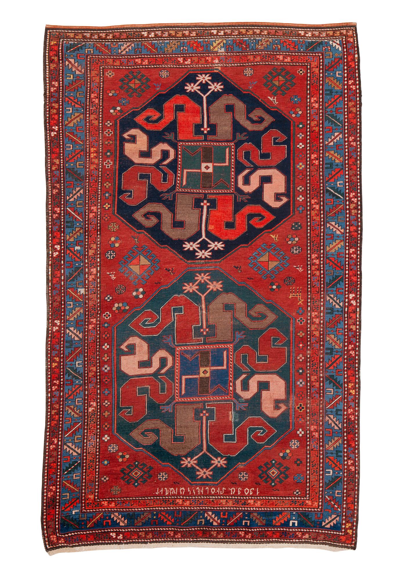 Matta, antik s.k. "Cloud band Kazak", ca 230 x 144 cm.