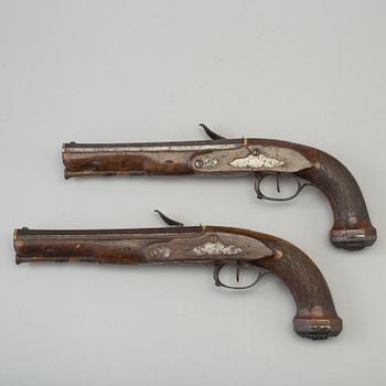 A pair of french officers rifled flintlock pistols by Le Page circa 1810.