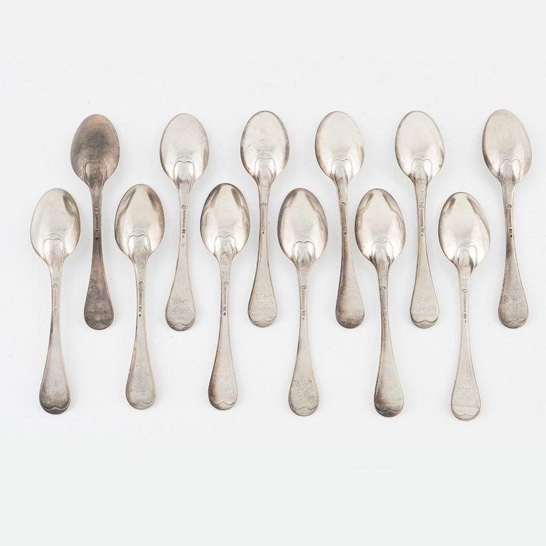 Twelve Swedish Silver Spoons, mark of Magnus Ljungqvist, Kristianstad 1799.