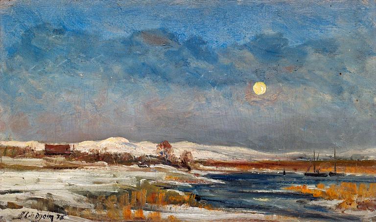 Berndt Lindholm, Moonlit winter landscape.