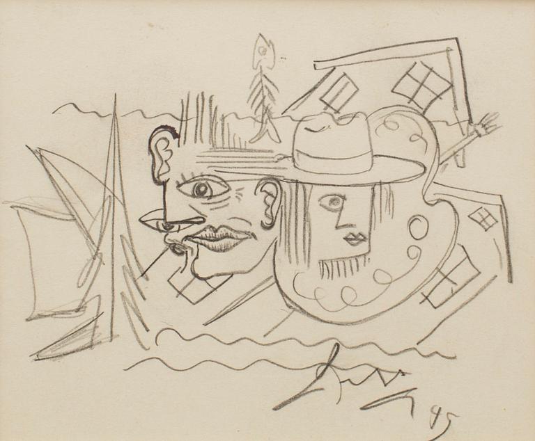 LARS ENGLUND, Blyertsteckningar, 2 st, signerade och daterade -49.