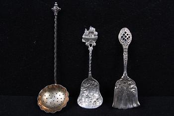 PARTI UPPLÄGGNINGSBESTICK, 7 st, silver, rokokostil, 1900-talets andra hälft.