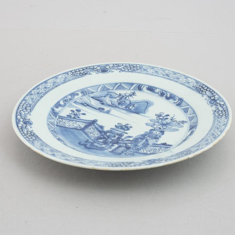 A group of eight blue and white dishes, Qing dynasty, Qianlong (1736-95).