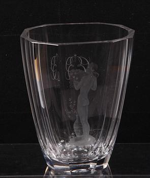 VAS, glas, Orrefors, 1900-talets första hälft. Sign.