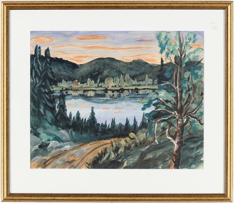 HELMER OSSLUND, gouache, signerad.