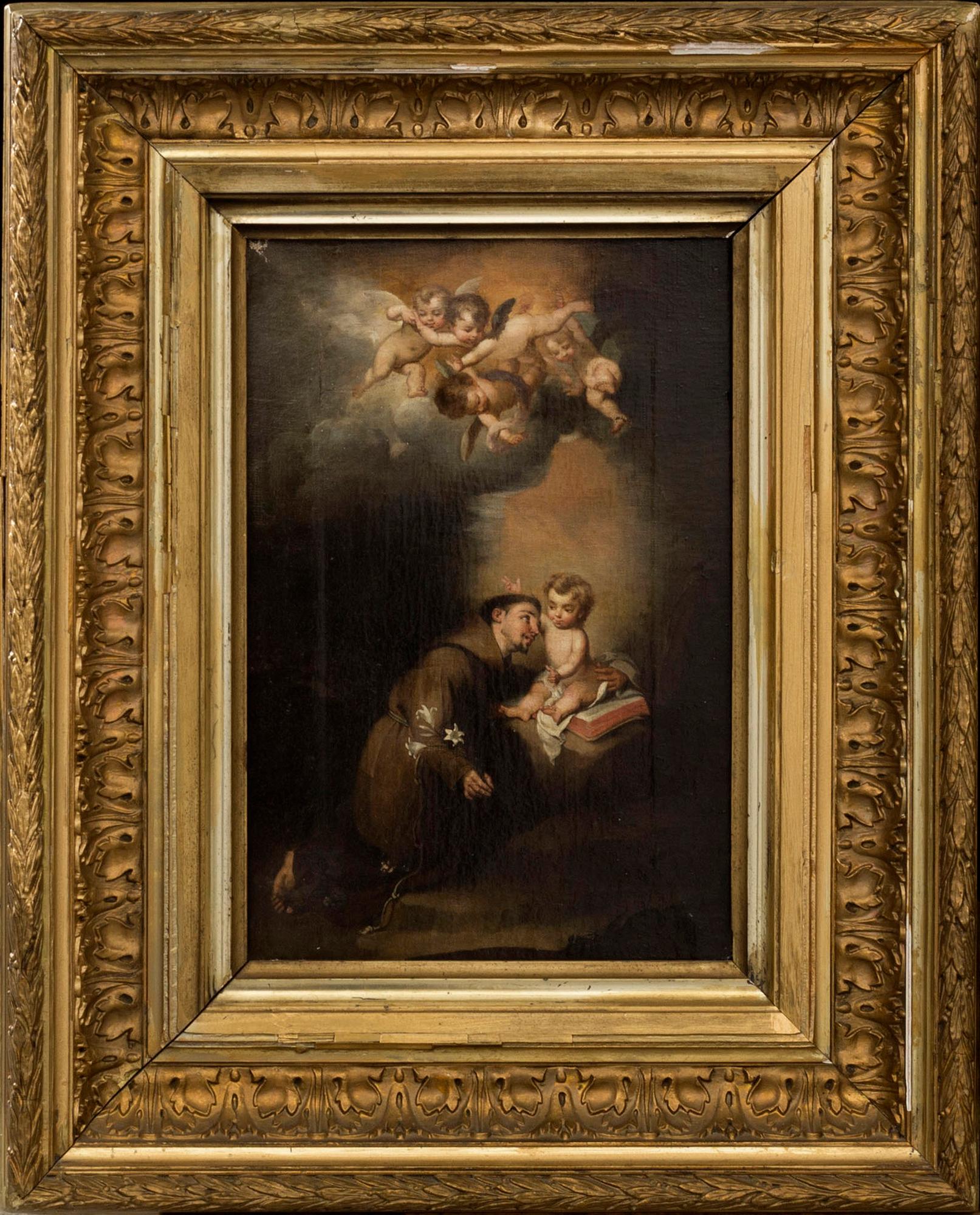 FRANCISCO GONZALES MOLINA, 2 st efter Bartolomé Esteban Murillo, olja på duk, en signerad. 1800-tal.