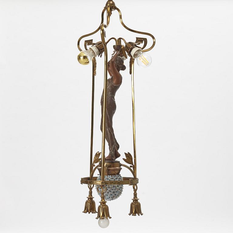 An Art Nouveau ceiling lamp, France, around 1900.