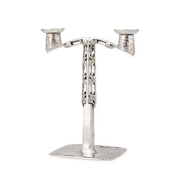 393. A Liberty & Co 'Tudric' pewter candelabrum, attributed to Archibald Knox, Liberty & Co, Arts & Crafts, England.