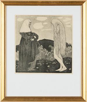 John Bauer, "Svanprinsessan och hushållerskan".
