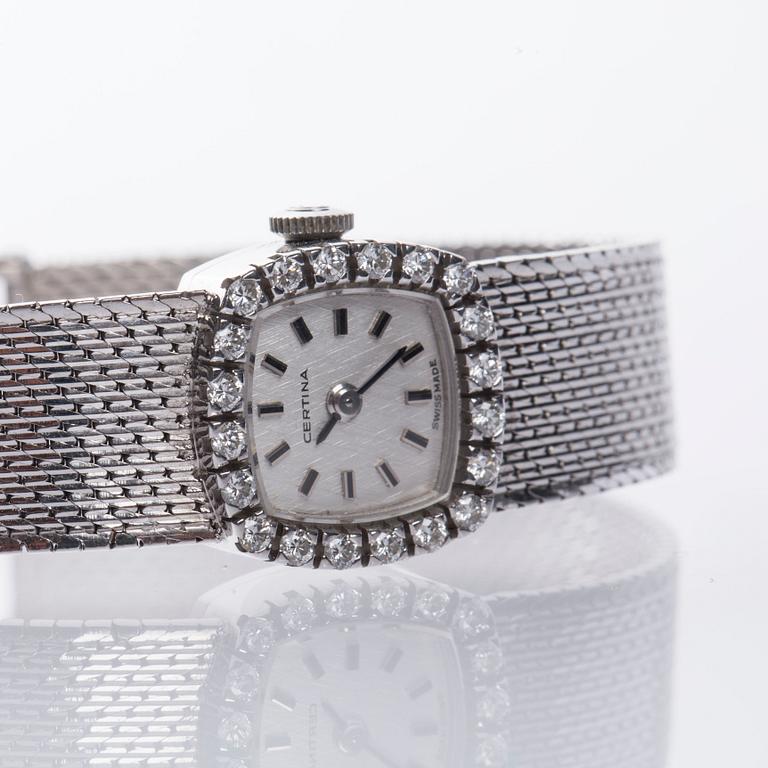ARMBANDSUR, Certina, 18K vitguld med briljantslipade diamanter ca 0.40 ct.