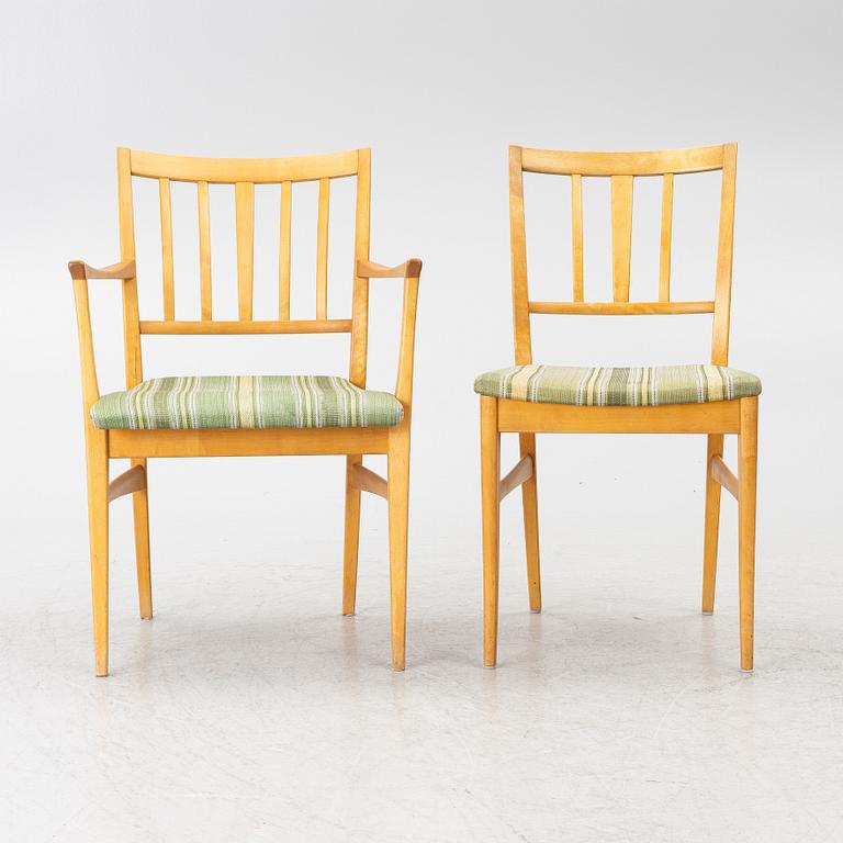 Carl Malmsten, Dining table and four plus two chairs, "Talavid", OH. Sjögren, Tranås.