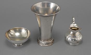 PARTI SILVER, 3 delar, mestadels Stockholm, 1900-talets första hälft, vikt 471 g.