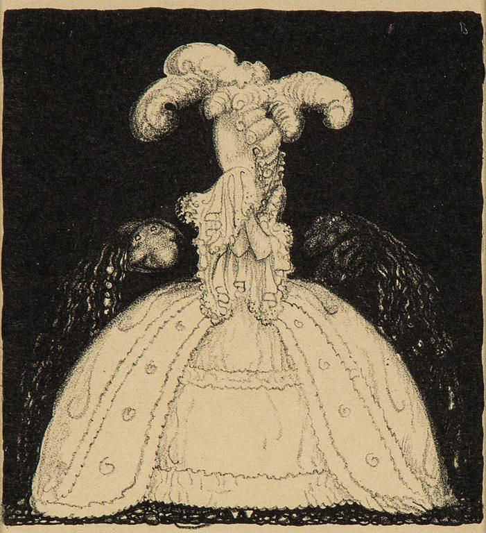 John Bauer, lithograph from "Troll", 1915, signed B in the print.