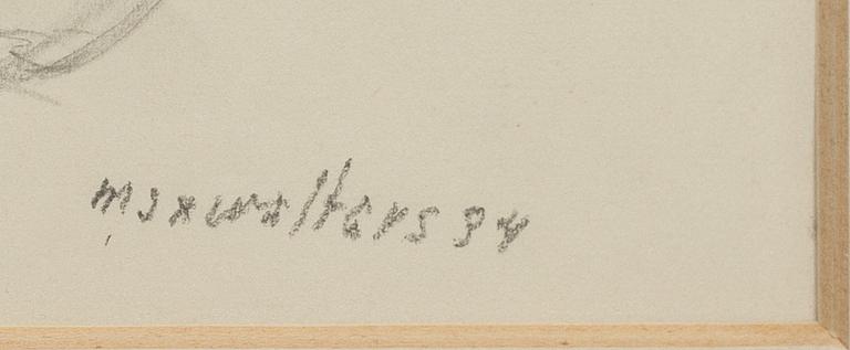 MAX WALTER SVANBERG, skiss, blyerts, signerad.
