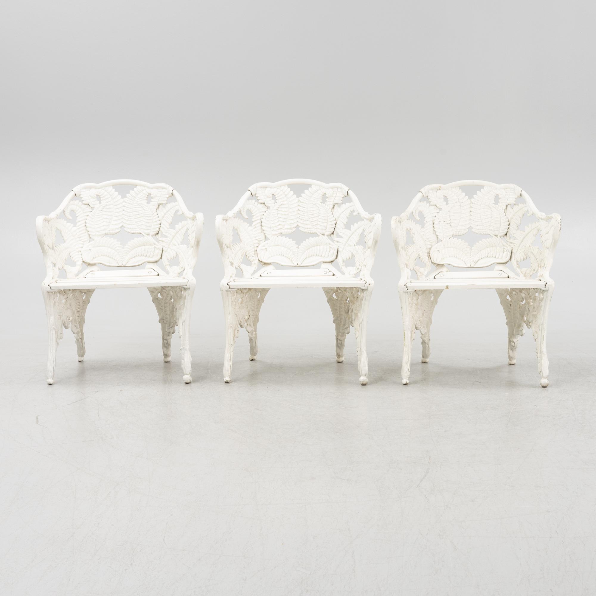 Trädgårdsstolar 3 st, "Ormbunke", 1900-talets andra hälft.