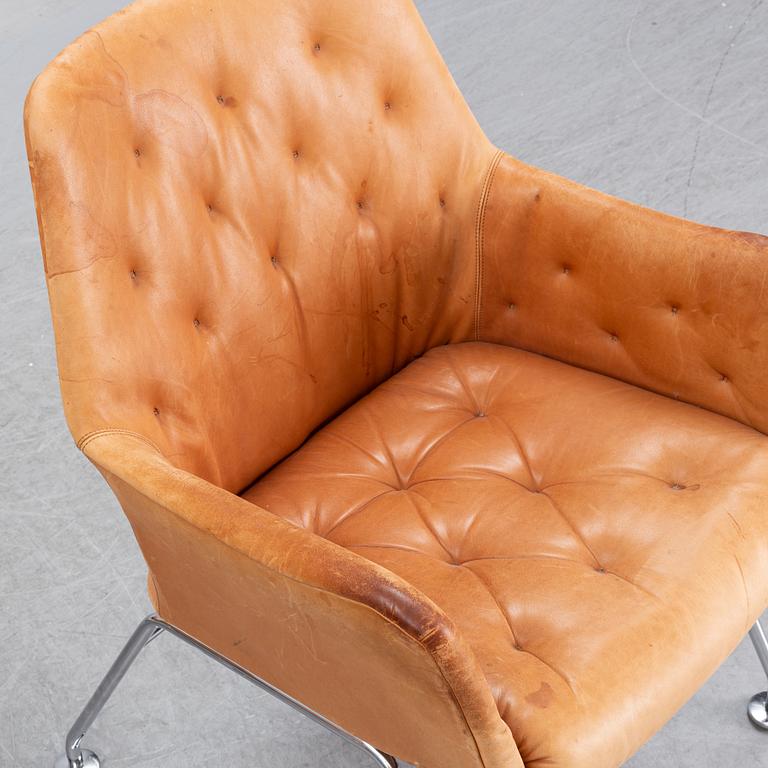 Six leather armchairs, 'Mirja', by Bruno Mathsson for Dux.