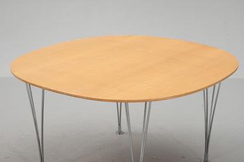 BORD, "Supercirkel", Bruno Mathsson & Piet Hein, Fritz Hansen, etikettmärkt.