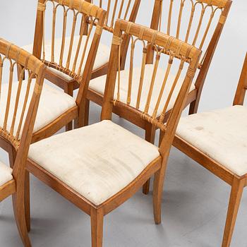 Josef Frank, a set of 6 chairs, model 1165, Firma Svenskt Tenn, after 1985.