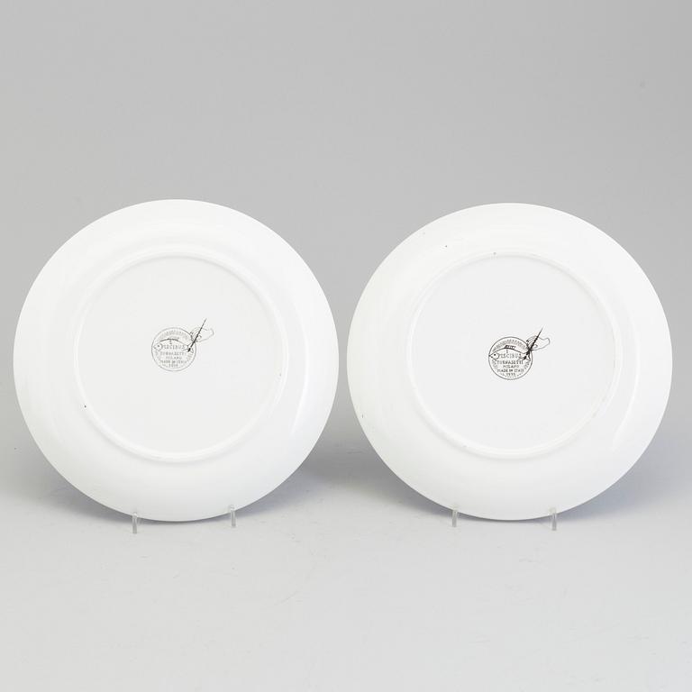 5 dinner plates by Piero Fornasetti, Milano 1955.