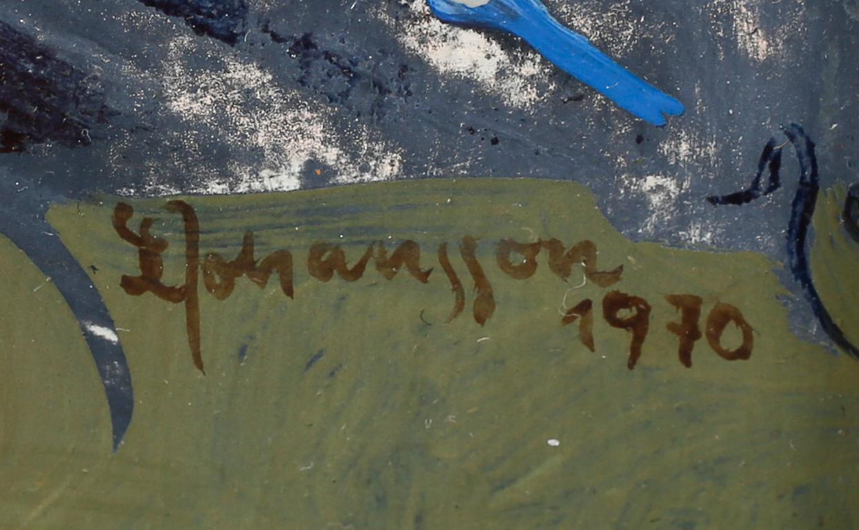 SVEN ERIK JOHANSSON, blandteknik på pannå, signerad och daterad 1970.