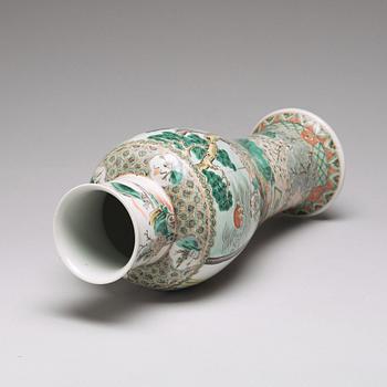 A famille verte baluster vase, Qing dynasty, 19th Century.