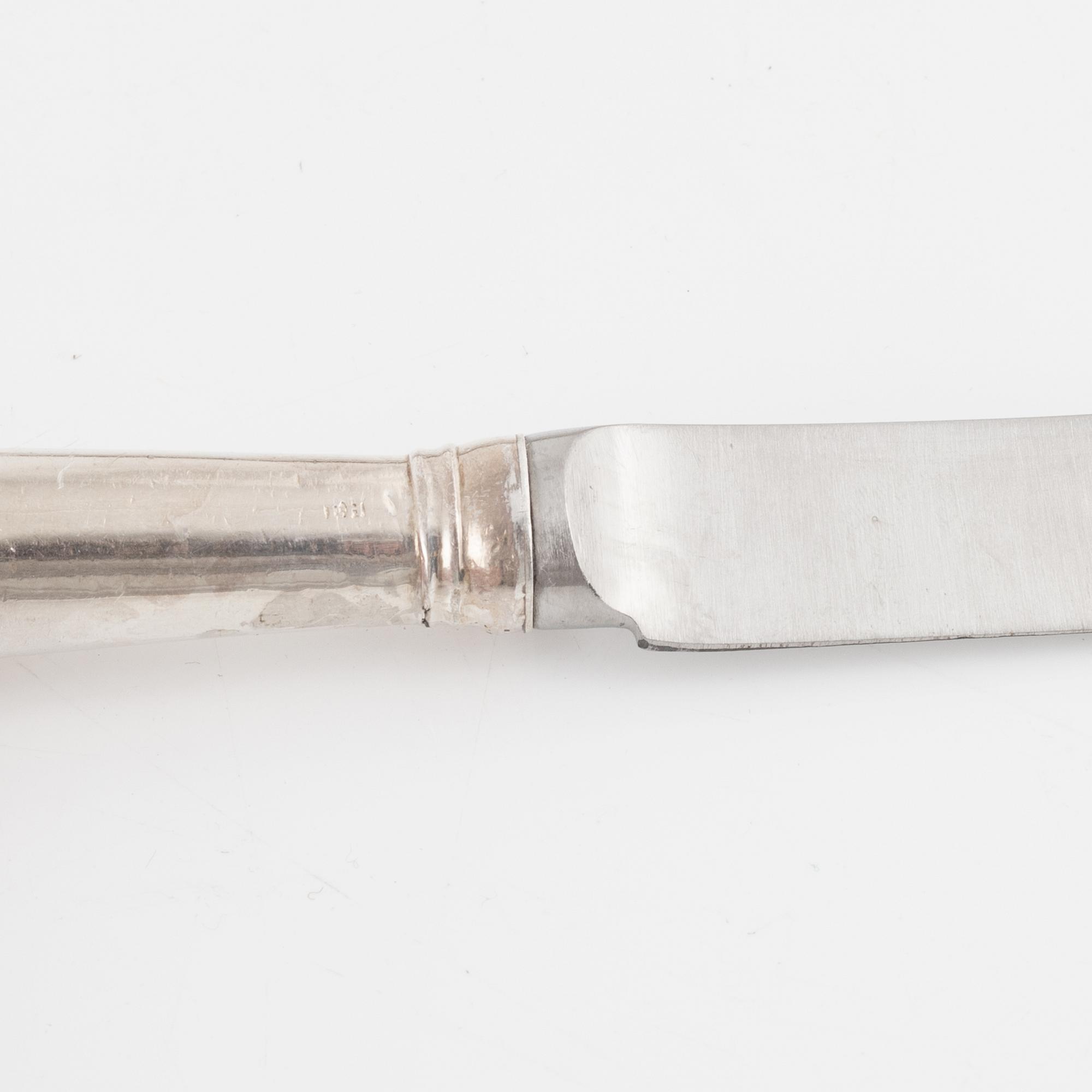 A set of English Silver Pistol Grip Knives, probably 18-19th century.