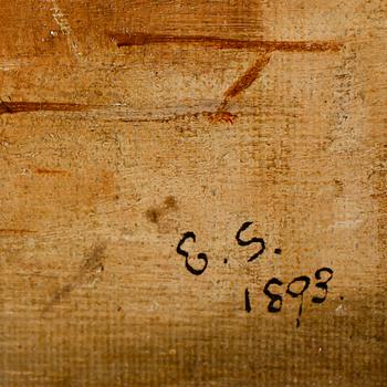 OKÄND KONSTNÄR, olja på duk, monogramsignerad ES och daterad 1893.