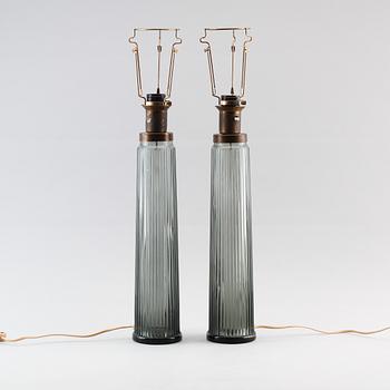 BORDSLAMPOR, 1 par, glas, AB Stilarmatur, Tranås, 1900-talets andra hälft.