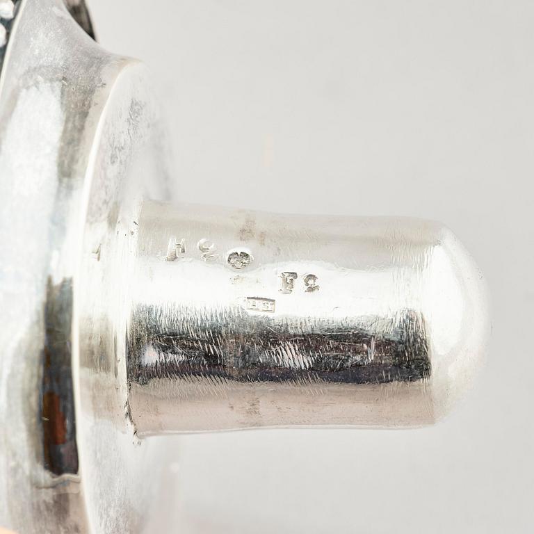 A pair of 18th century silver candlesticks, marks of Johan Ekholm, Stockholm 1788.