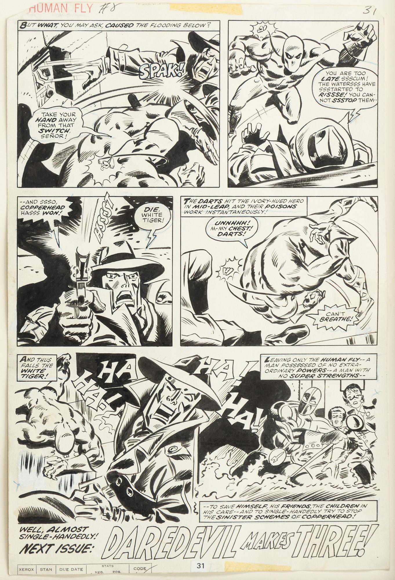 Marvel, "Human Fly", orginalteckningar, 1978.