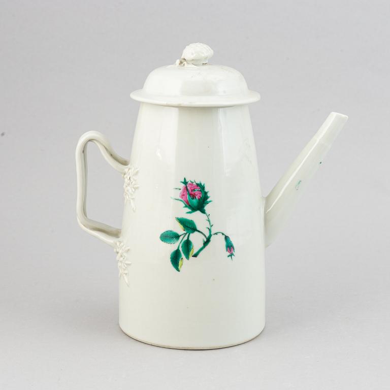 A famille rose porcelain teapot, China, second half of the 18th century.