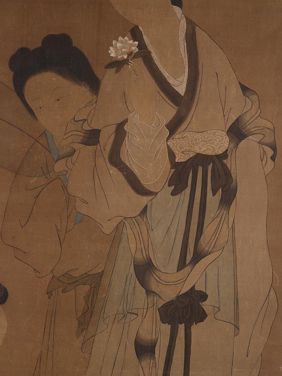 A large scroll painting by anonymous artist, ink and colour on silk, Qing dynasty, 18th century.