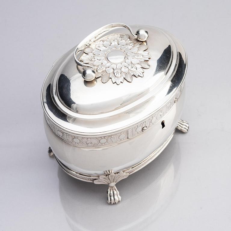 A Swedish empire silver sugar-casket, mark of Magnus Dahlqvist, Stockholm 1822.