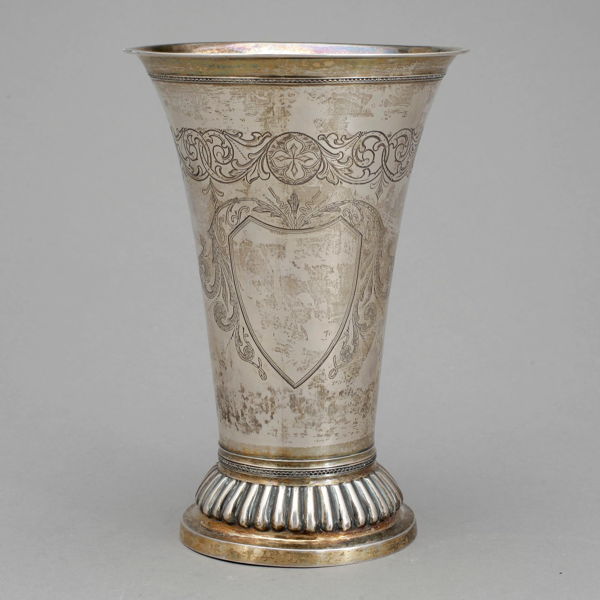 BÄGARE, silver, Johan Westerlind, Malmö 1898. Vikt ca 285 gram.