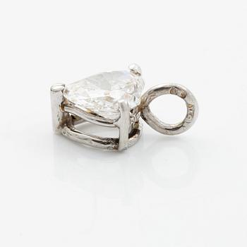Pendant in 18K white gold with heart-shaped diamond.
