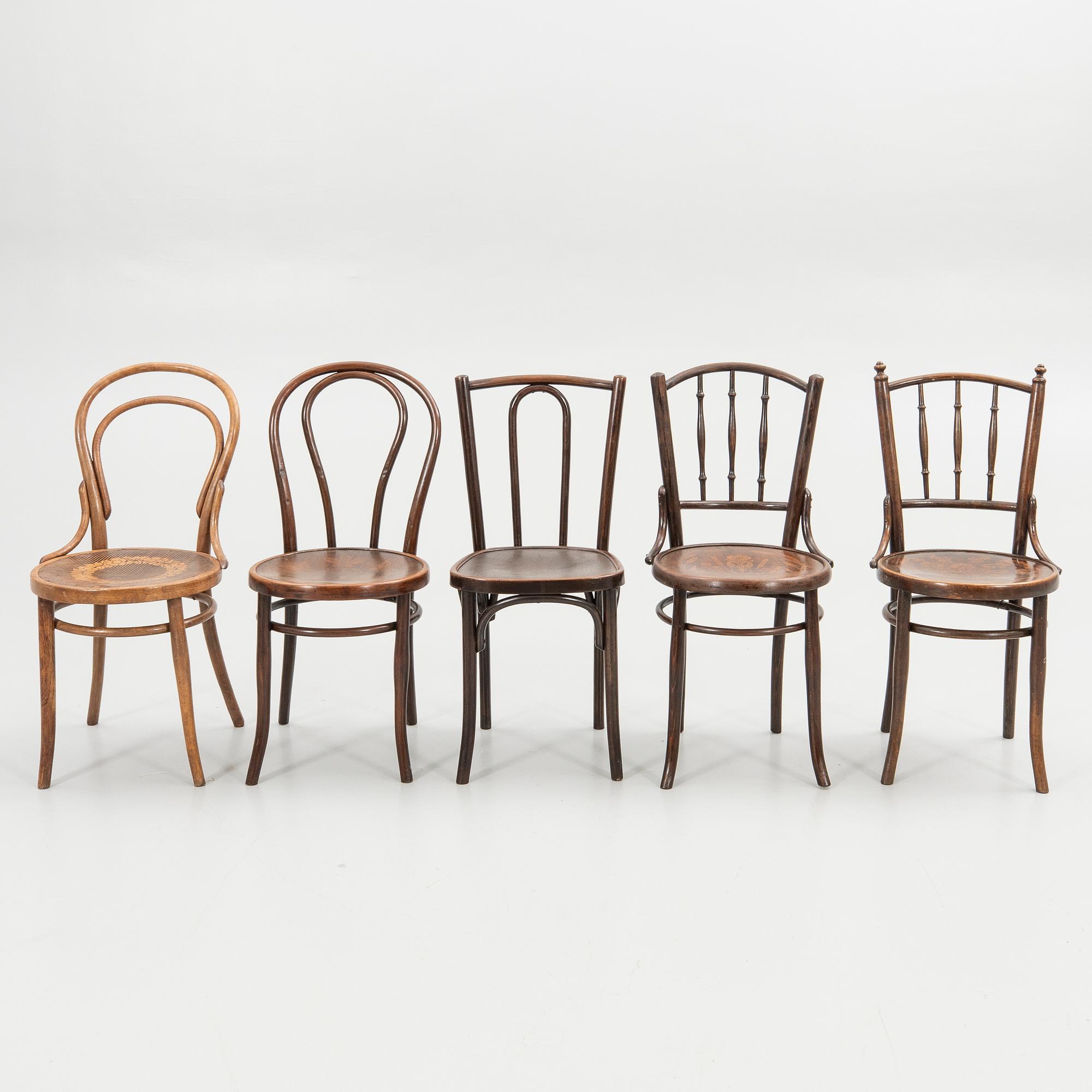 Chairs, 7 pieces, including Thonet, early 20th century.