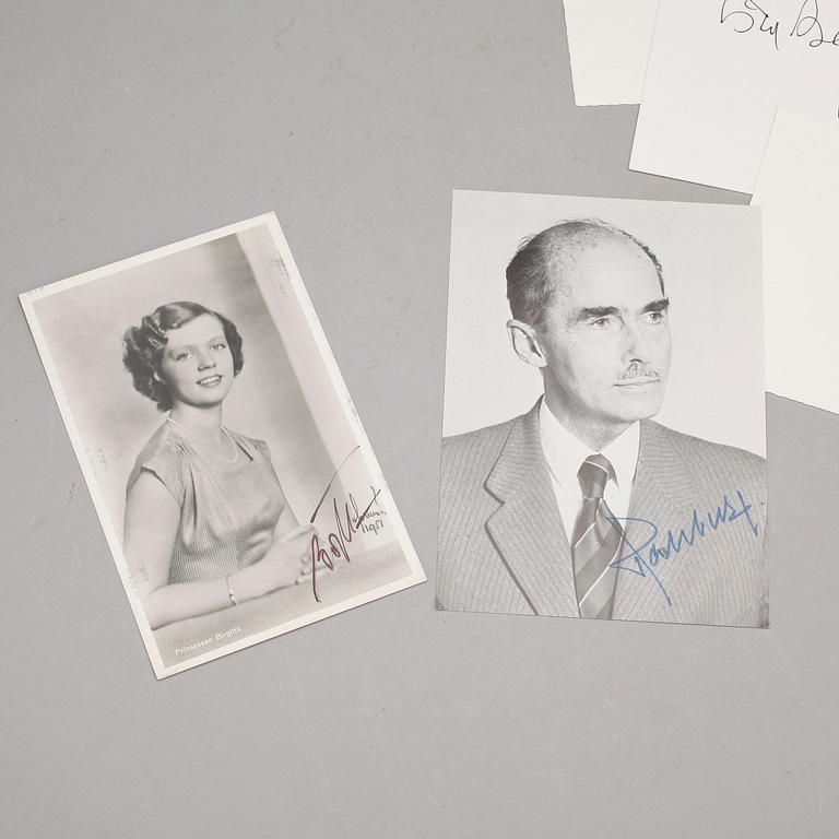 KUNGLIGA AUTOGRAFER, 8 st, bla Dr. Otto von Habsburg på fotoreproduktion, egenhändiga.