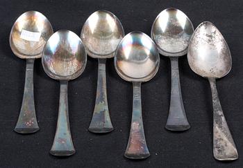 MATSKEDAR, 6 st, silver, GAB samt okända stämplar. 1900-tal.