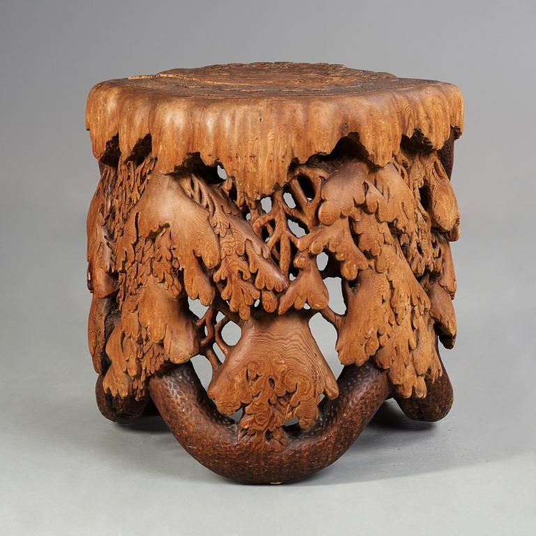 Knut Fjaestad, A Knut Fjaestad Art Nouveau sculptured pine table, Sweden ca 1900.