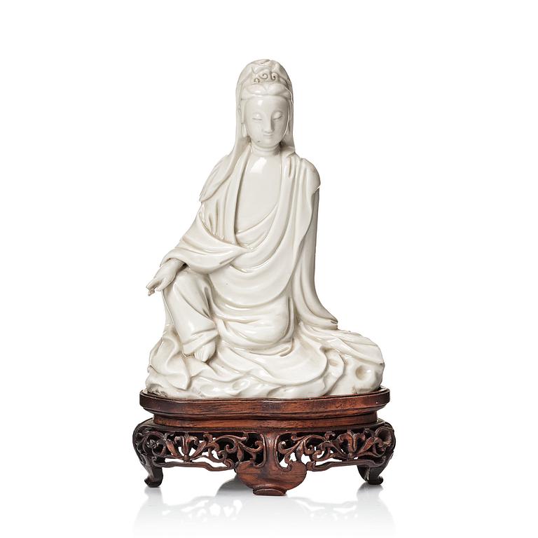 Guanyin, blanc de chine. Qingdynastin, 1700-tal.