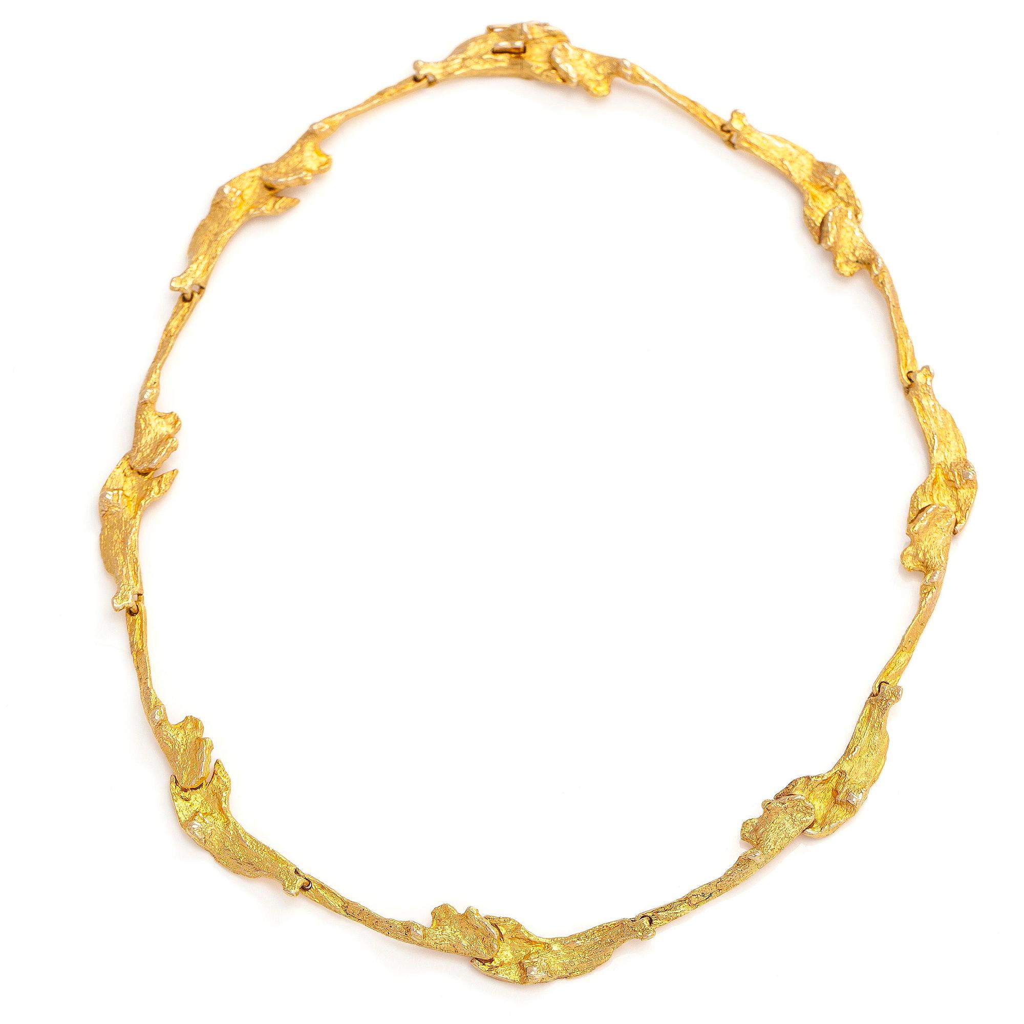 Björn Weckström, a 14K gold 'Orchid Psychedelic'  necklace for Lapponia 1973.