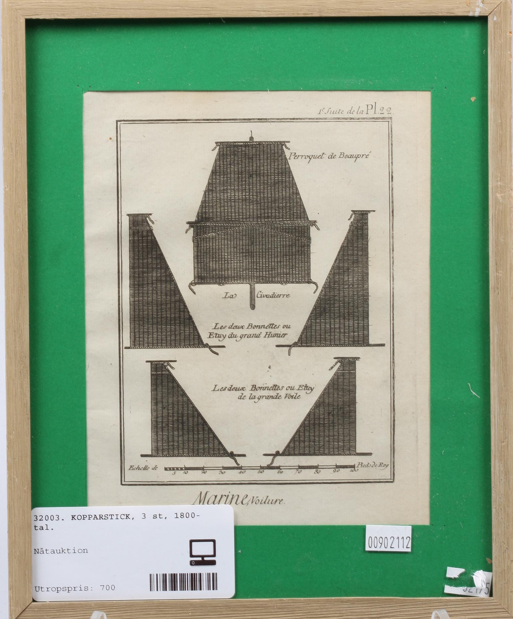 KOPPARSTICK, 3 st, 1800-tal.